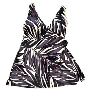 Anne Cole Palm Chic Surplice Twist Skirt Swim Dress Size 18W One Piece Swimsuit